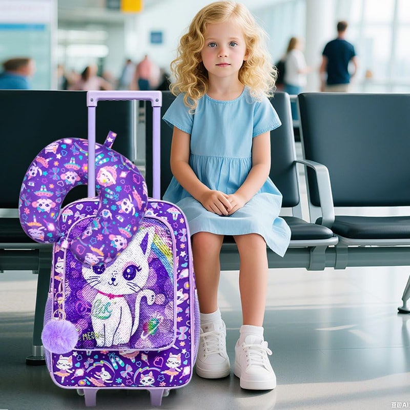 KLFVB Kids Luggage for Boys Girls, Cute Rolling Wheels Suitcase for Toddler, Children Travel Carry on Suitcase - Image 5